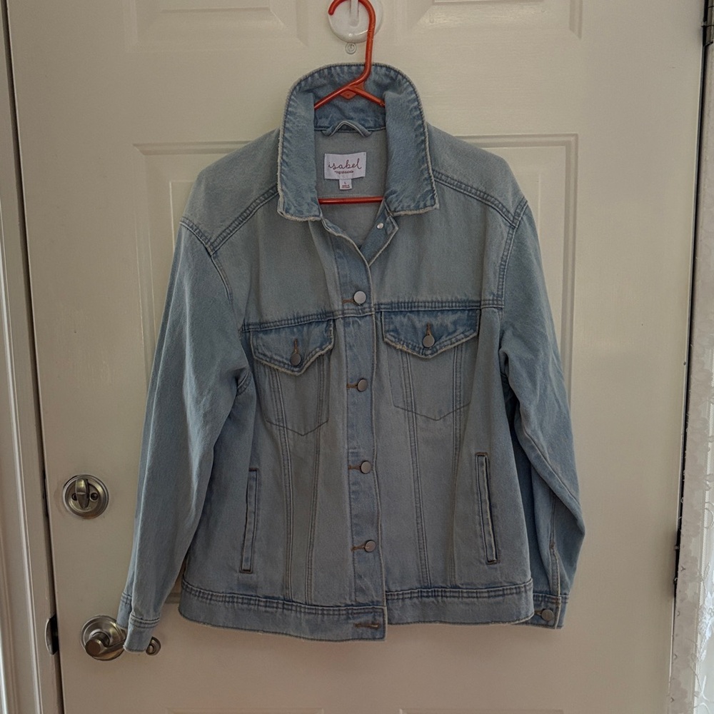 Isabel Maternity by Ingrid & Isabel Light Blue Jean Jacket - Picture 2 of 3